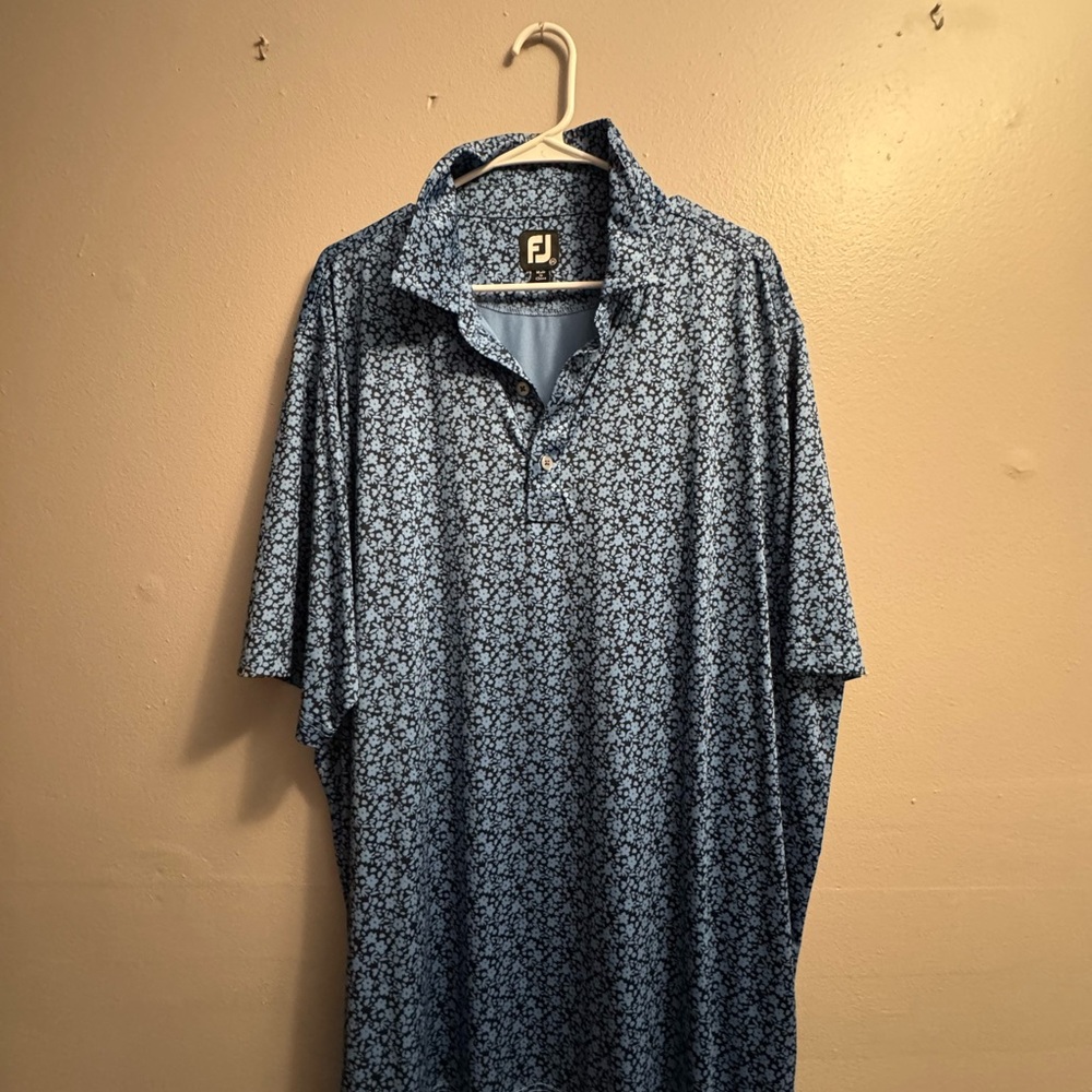 FootJoy Blue Patterned Polo Shirt